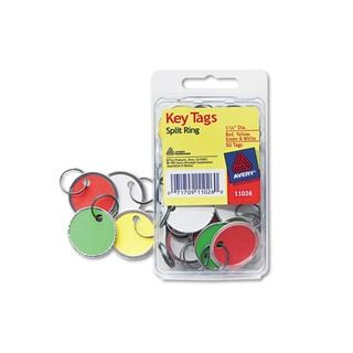 Avery Card Stock/metal Metal Rim Key Tags 1.125 Diameter (case Of 50) (Green, red, white, yellowWeight 2 ounceModel AVE11026Quantity 50 tags per packFastner Key RingShape RoundDiameters 1.25 inch diameter )