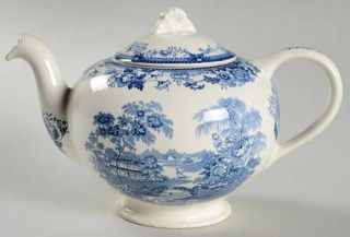 Royal Staffordshire Tonquin Blue Teapot & Lid, Fine China Dinnerware   Blue Flor