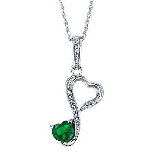 Love Grows Simulated Emerald & White Topaz Heart Pendant, Womens