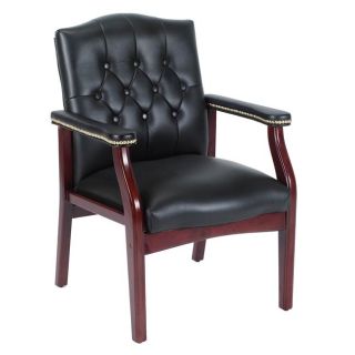 Traditional Tufted Style Italian Bonded Leather Guest Chair