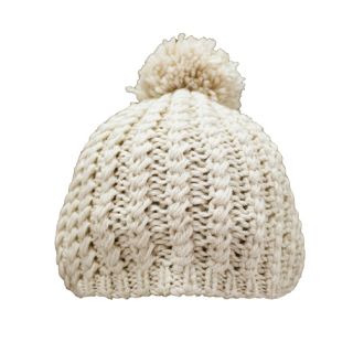 Leisureland Hand crocheted Tan Acrylic Beanie Hat (100 percent acrylic yarnPom pom top embellishment)