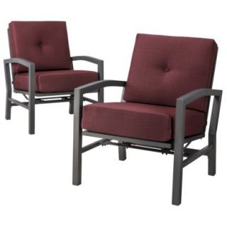 Outdoor Patio Furniture Set Threshold 2 Piece Red Aluminum Swivel Club Chair,