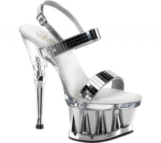 Womens Pleaser Spiky 617   Silver Mirror/Silver PVC Ornamented Shoes