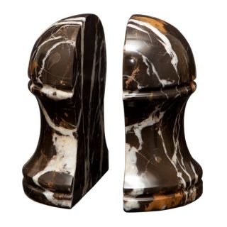 Designs By Marble Crafters Inc Hermes Bookends   Black and Gold Marble   BE45 BG