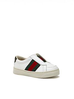 Gucci Infants & Toddlers Brooklyn Leather Signature Web Sneakers   White