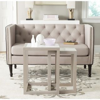 Safavieh Egan White/ Grey Lacquer Stacking Table (White/ GreyMaterials MDFFinish White and GreyDimensions (L) 23.6 inches high x 17.7 inches wide x 17.7 inches deep(S) 21.7 inches high x 14.2 inches wide x 14.2 inches deepThis product will ship to you 
