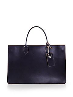 Marni Leather Laptop Tote   Deep Blue