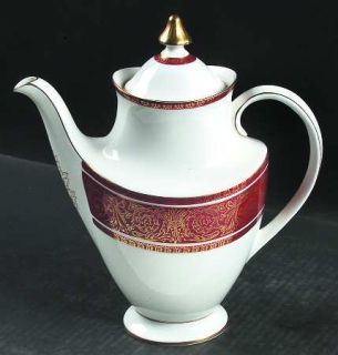 Royal Doulton Buckingham Coffee Pot & Lid, Fine China Dinnerware   Gold Scrolls