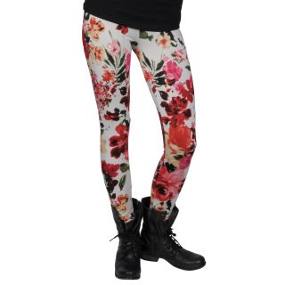 Journee Collection Juniors Floral Print Red Fashion Leggings