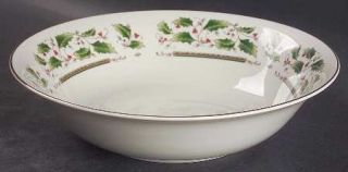 Royal Limited Holly Holiday 9 Round Vegetable Bowl, Fine China Dinnerware   Hol