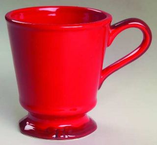  Ashland Red Mug, Fine China Dinnerware   All Red,Brown Trim,Emboss,Scal