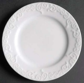  Scroll Bread & Butter Plate, Fine China Dinnerware   All White,Embossed