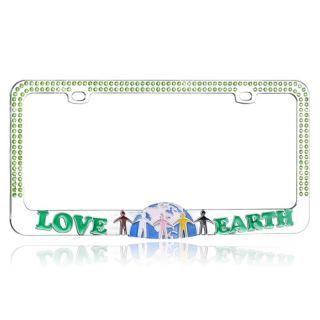 Basacc Go Green Love Earth With Crystals Metal License Plate Frame (Go Green LOVE EARTH with Green CrystalsAll rights reserved. All trade names are registered trademarks of respective manufacturers listed.California PROPOSITION 65 WARNING This product ma