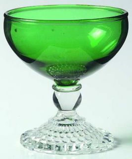 Anchor Hocking Bubble Foot Green Champagne/Tall Sherbet   Green Bowl,Clear Stem,