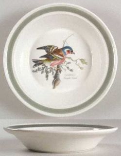 Portmeirion Birds Of Britain (Green Band On Rim) Rim Soup Bowl, Fine China Dinne