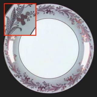 Noritake Turkey Dinner Plate, Fine China Dinnerware   Gray Band, Gold Leaves & F
