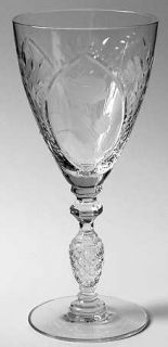Unknown Crystal Unk383 Water Goblet   Gray Cut Flower,    Polished, Leaves