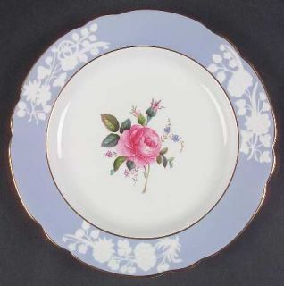 Spode Maritime Rose Blue (Scalloped) Luncheon Plate, Fine China Dinnerware   Whi