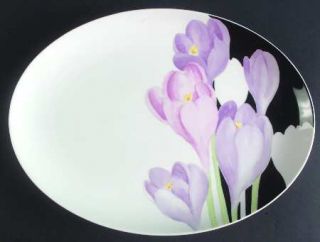Mikasa Vogue 14 Oval Serving Platter, Fine China Dinnerware   Purple,Pink Flowe