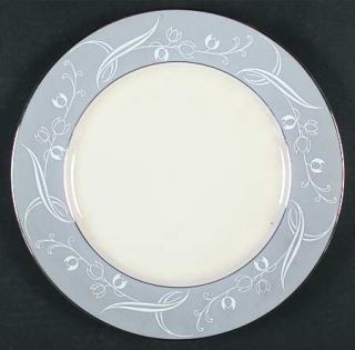 Flintridge Snow Tulip Gray (Rim) Dinner Plate, Fine China Dinnerware   Gray Band