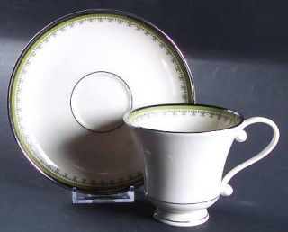 Pickard Marquis Footed Cup & Saucer Set, Fine China Dinnerware   Platinum Trim,R