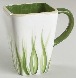 Paula Deen Low Country Mug, Fine China Dinnerware   Grass & Plants, Green Band,