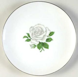 Sone Misty Rose Salad Plate, Fine China Dinnerware   White Rose,Coupe,Platinum T