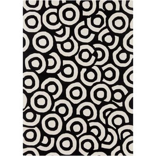 Mandara Hand tufted Geometric Black/white Wool Rug (7 X 10)