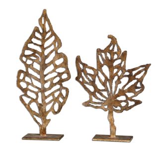 Hazuki Decorative Metal Leaf Sculptures (set Of Two)