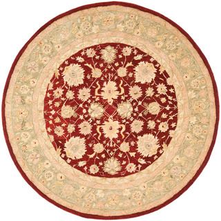 Handmade Ancestry Red/ Green Wool Rug (4 Round)