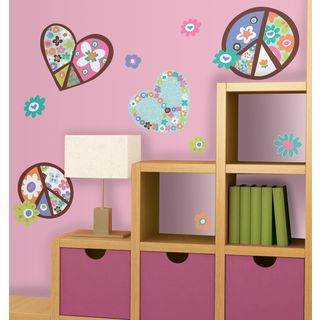 Heart, Flower And Peace Sign Peel And Stick Giant Wall Decal