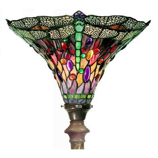 Tiffany style Dragonfly Red and Purple Torchiere Lamp