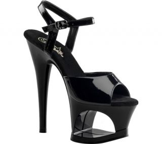 Womens Pleaser Moon 709   Black Patent/Black Polyurethane High Heels