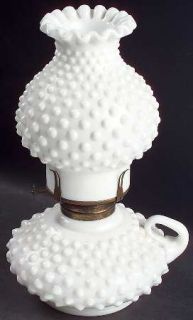 Fenton Hobnail Milk Glass Oil Courting Lamp with Globe   Milk Glass