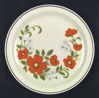 Nikko Orange Blossoms Dinner Plate, Fine China Dinnerware   Stoneware,Brown Rim,