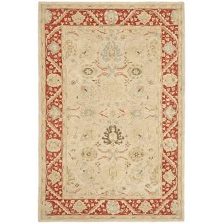 Safavieh Hand made Anatolia Taupe/ Red Wool Rug (4 X 6)