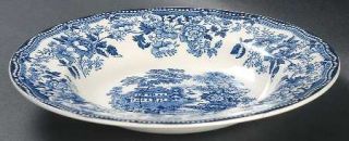 Royal Staffordshire Tonquin Blue Rim Soup Bowl, Fine China Dinnerware   Blue Flo