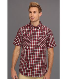 Merrell Galvaston Gingham S/S Shirt Mens Short Sleeve Button Up (Burgundy)