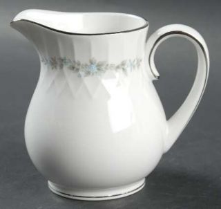 Noritake Verda Creamer, Fine China Dinnerware   Embossed Edge, Blue&Gray Flowers