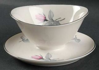 Syracuse Bridal Rose Gravy Boat with Attached Underplate, Fine China Dinnerware