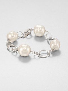 Majorica 12MM and 14MM Baroque Pearl Bracelet/Silver   Pearl Silver