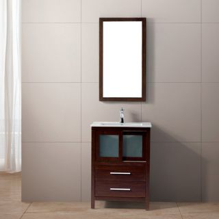 Vigo Industries VG09019118K Bathroom Vanity, 24 Alessandro Single w/Mirror Wenge