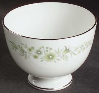 Wedgwood Westbury Open Sugar Bowl, Fine China Dinnerware   Green Floral Rim, Pla