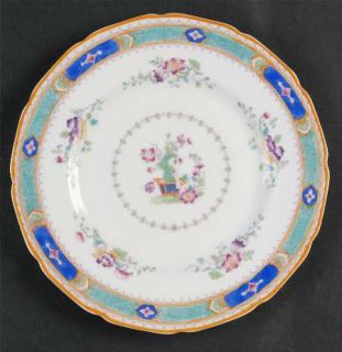 Royal Doulton Mandarin (Scalloped) Luncheon Plate, Fine China Dinnerware   Blue
