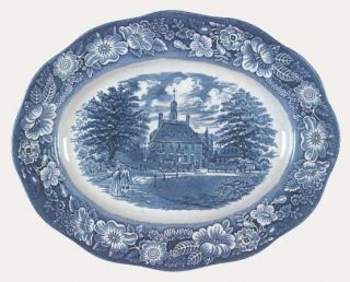 Staffordshire Liberty Blue 12 Oval Serving Platter, Fine China Dinnerware   Blu