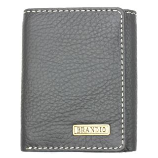 Brandio Mens Dark Grey Leather Tri fold Wallet