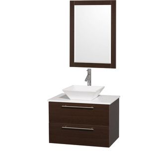 Amare Espresso 30 inch Single Bathroom Vanity With White Porcelain Sink