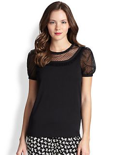 RED Valentino Lace Detailed Knit Tee   Black