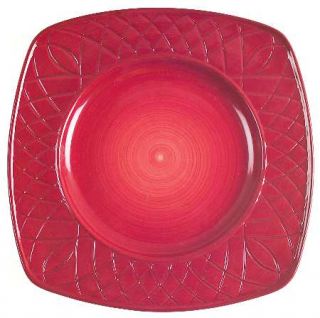 Pfaltzgraff Paradise Flame Dinner Plate, Fine China Dinnerware   Red,Etched Line