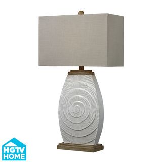 Hgtv Home Glazed Ceramic 1 light Off white Table Lamp